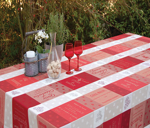 French Jacquard tablecloth, Teflon (Sommelier. raw × bordeaux)